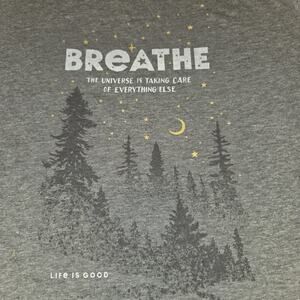 Life Is Good Shirt Womens XL Gray Breathe Forest Crusher Tee Long Sleeve Graphic